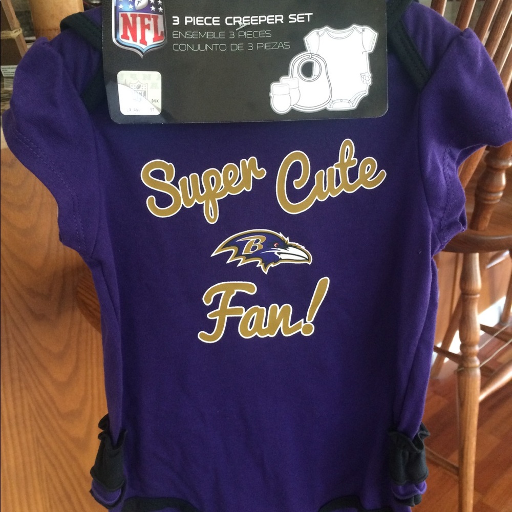 Ravens baby girl 3 piece creeper set